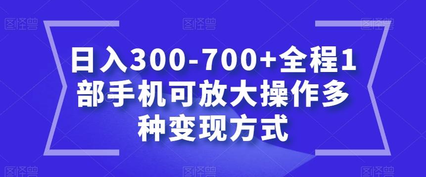 日入300-700+全程1部手机可放大操作多种变现方式【揭秘】-kk网创