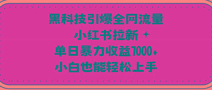 (9679期)黑科技引爆全网流量小红书拉新，单日暴力收益7000+，小白也能轻松上手-kk网创