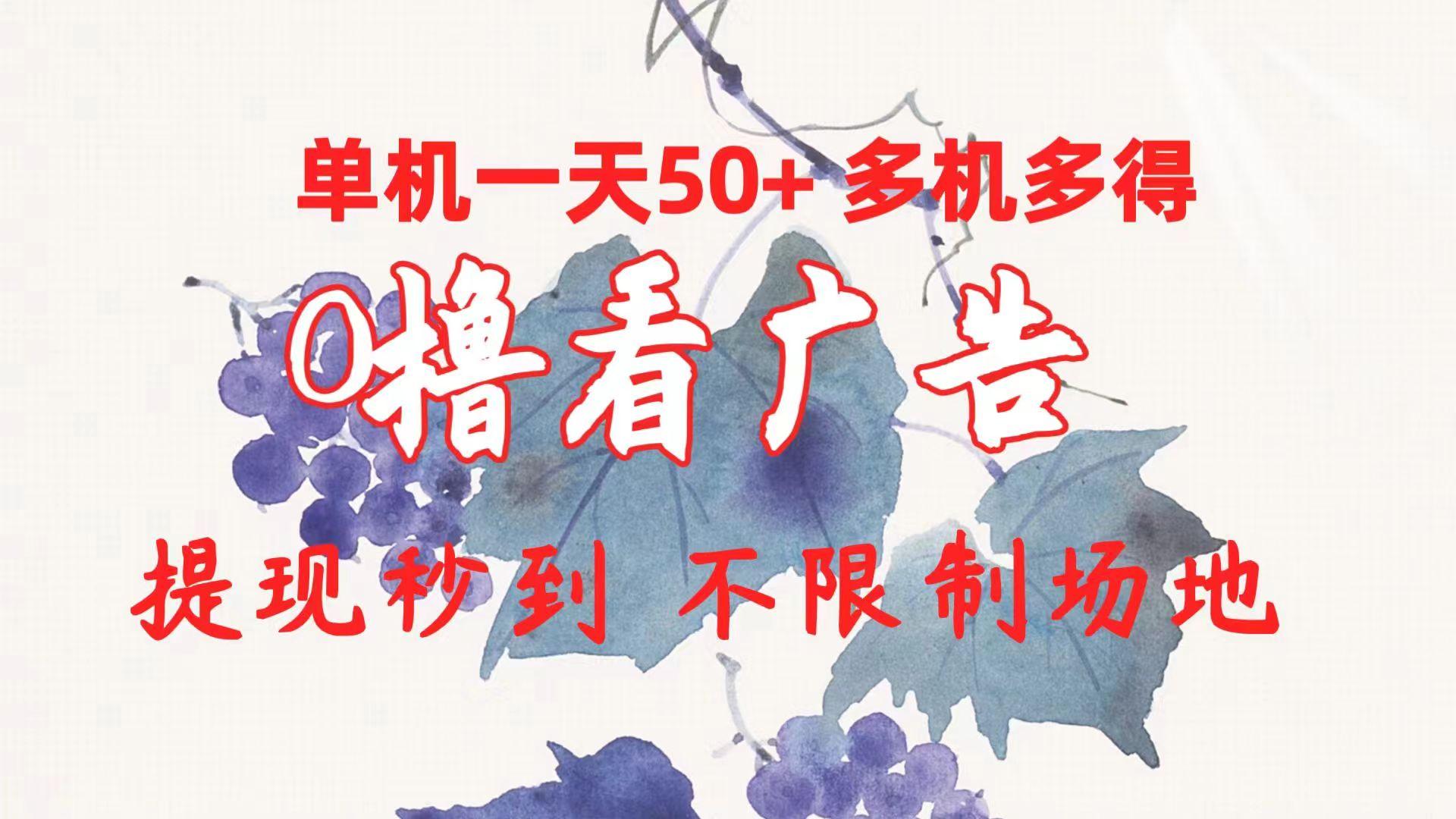 0撸看广告 单机一天50+多机多得 提现秒到 不限制场地操作-kk网创