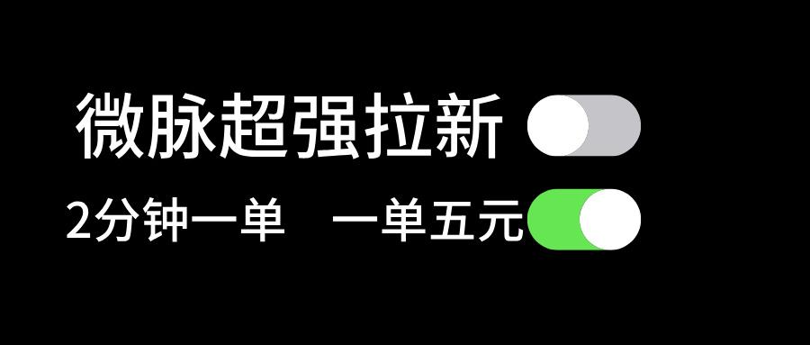 微脉超强拉新， 两分钟1单， 一单利润5块，适合小白-kk网创