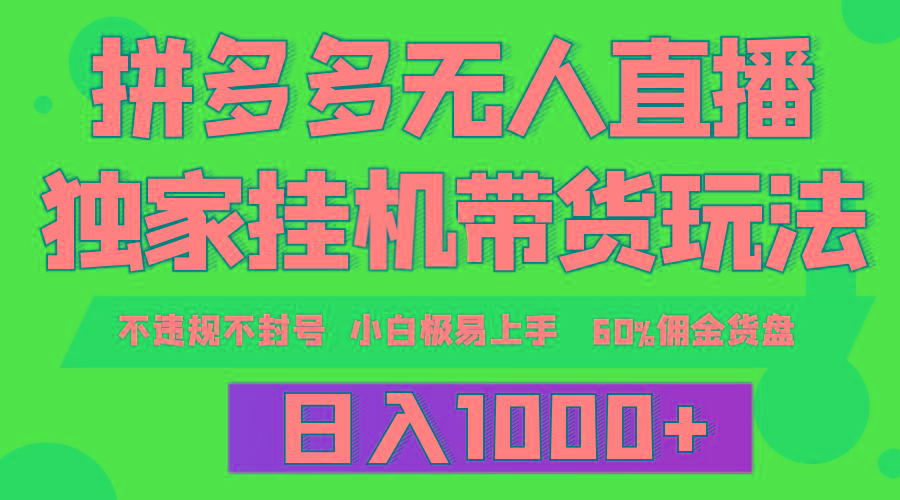 (9511期)拼多多无人直播带货，纯挂机模式，小白极易上手，不违规不封号， 轻松日…-kk网创