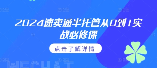 2024速卖通半托管从0到1实战必修课，掌握通投广告打法、熟悉速卖通半托管的政策细节-kk网创