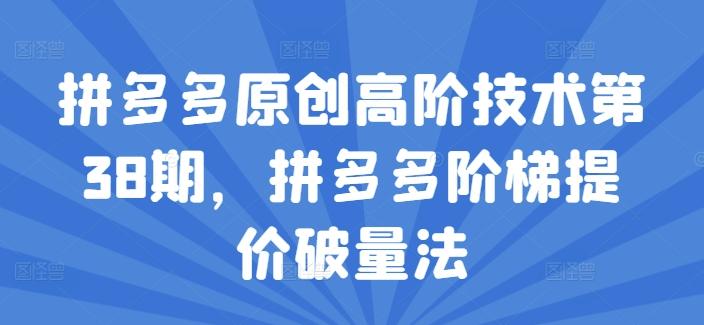 拼多多原创高阶技术第38期，拼多多阶梯提价破量法-kk网创