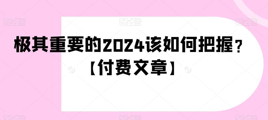 极其重要的2024该如何把握？【付费文章】-kk网创