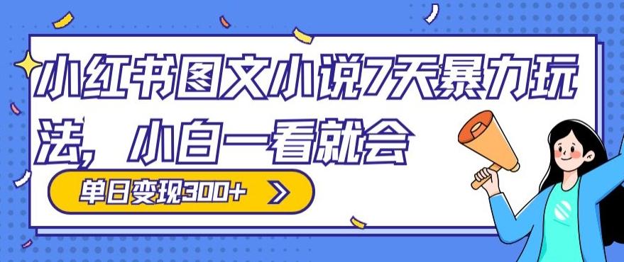 小红书图文小说7天暴力玩法，小白一看就会，单日变现300+-kk网创