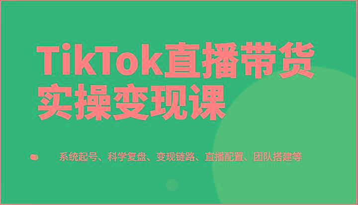 TikTok直播带货实操变现课：系统起号、科学复盘、变现链路、直播配置、团队搭建等-kk网创
