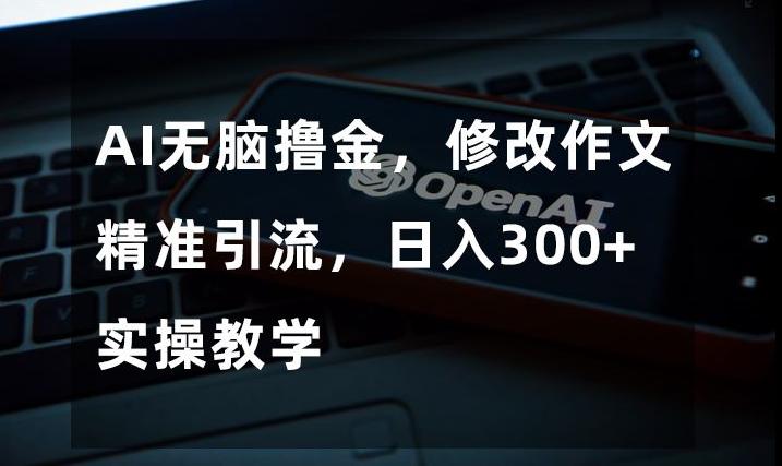 AI无脑撸金，修改作文精准引流，日入300+，实操教学【揭秘】-kk网创