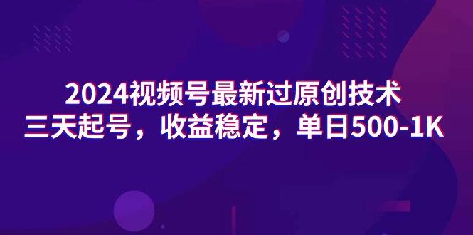 (9505期)2024视频号最新过原创技术，三天起号，收益稳定，单日500-1K-kk网创