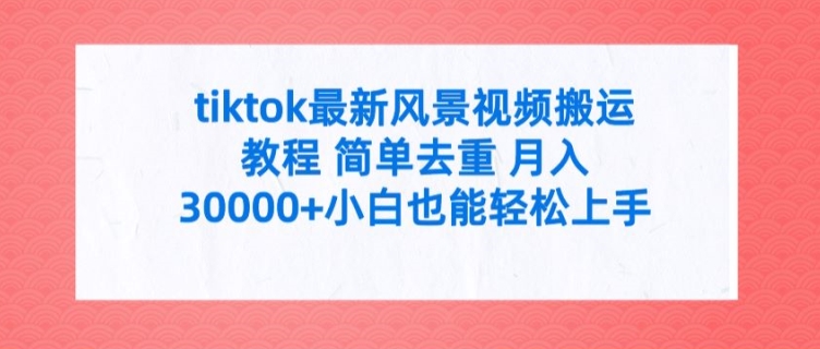 tiktok最新风景视频搬运教程 简单去重 月入3W+小白也能轻松上手【揭秘】-kk网创