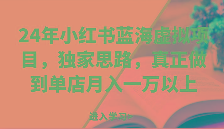 24年小红书蓝海虚拟项目，独家思路，真正做到单店月入一万以上。-kk网创