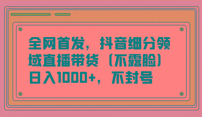 全网首发，抖音细分领域直播带货(不露脸)项目，日入1000+，不封号-kk网创