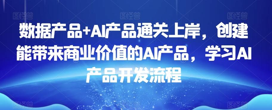 数据产品+AI产品通关上岸，创建能带来商业价值的AI产品，学习AI产品开发流程-kk网创