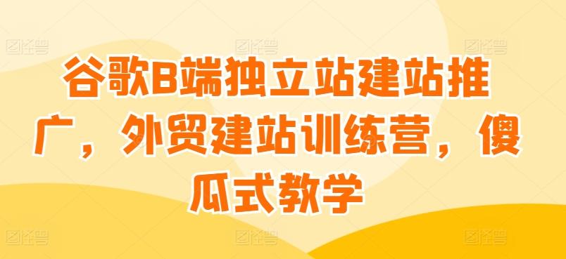 谷歌B端独立站建站推广，外贸建站训练营，傻瓜式教学-kk网创