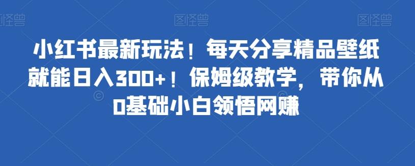 小红书最新玩法！每天分享精品壁纸就能日入300+！保姆级教学，带你从0基础小白领悟网赚-kk网创